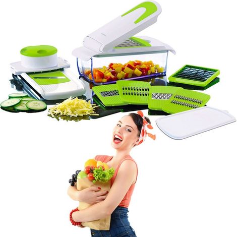 Trade Shop - Cortador De Verduras 7 En 1 Cortador De Frutas Rebanadas Cocina Casera Verduras Cortar Todo - (1/4)