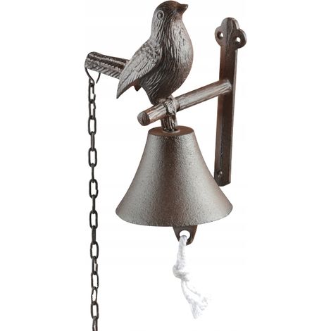 campanello per porta in ghisa con uccellino