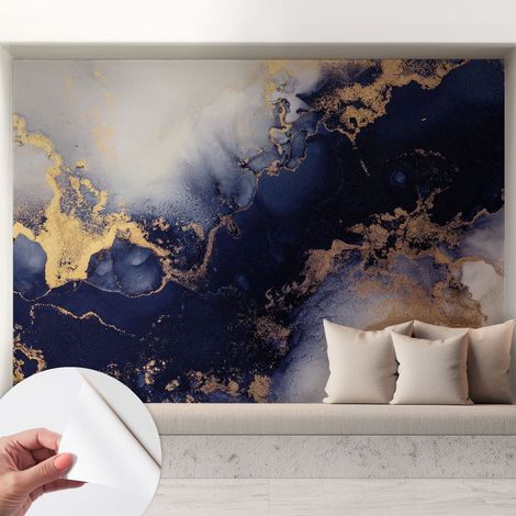 Carta da parati autoadesiva - Fotomurale adesivo - design elegante - stile moderno - Onde blu scuro 208x146 cm (1/5)