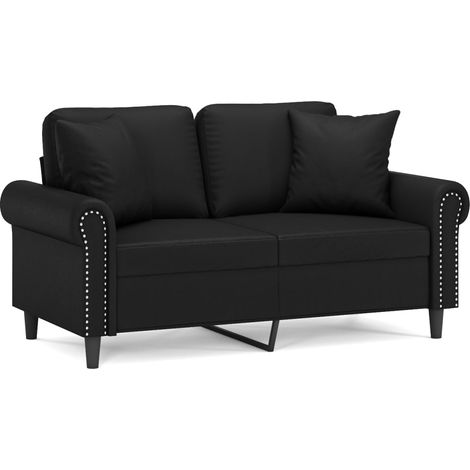 Maison Exclusive - Divano a 2 Posti con Cuscini Nero 120 cm in Similpelle