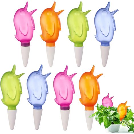 Lot de 8 globes d’arrosage en forme d’oiseau 60 ml, transparents, système d’arrosage automatique pour plantes en pots (1/5)