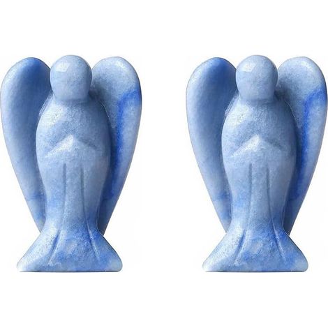 2 Figurine, Pierre Naturelle, Cristal De Roche, 1,3x2,5x0,6cm, Décoration Bureau, Cadeau