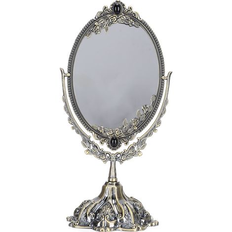 Miroir double face vintage rétro en alliage de zinc, miroir de maquillage de table, outil de maquillage (1/5)