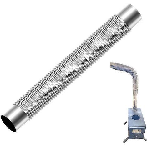 Tuyau d'évacuation flexible en acier inoxydable pour poêle à bois, conduit réglable pour sèche-linge, idéal pour le camping et l'arrivée d'air frais. (1/5)