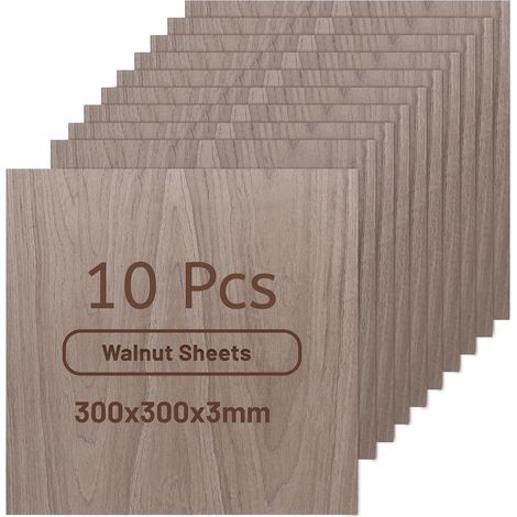 10 Pièces Contreplaqué Noyer 3mm 300x300mm Plaque Bois Brut Pour découpe laser, modélisme et artisanat, surface lisse (1/5)