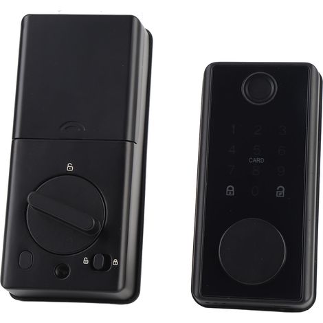 Serrure de porte biométrique électronique Tuya avec application et carte de déverrouillage par empreinte digitale et mot de passe. 5 modes de déverrouillage. (1/5)