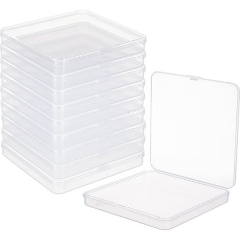 10 paquet Boîtes de Rangement Carrées en Plastique, Boîte de Rangement de Perles Transparentes de 11x11x1.5 cm, avec Couvercle à Charnière pour Perles et Accessoires Artisanaux (1/5)