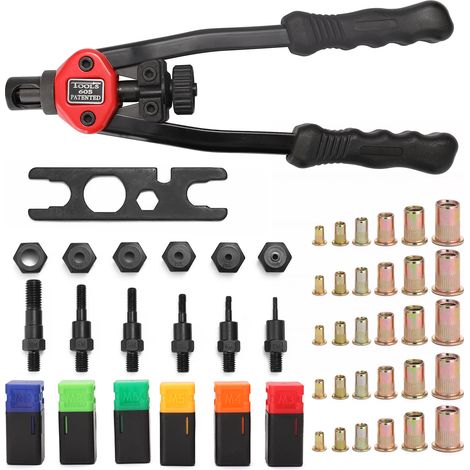 Pince à riveter, Riveter aveugle à riveter, outils de rivetage avec système de réglage d'écrous au Mandrins interchangeables M3,M4,M5,M6,M8,M10– Pince insert fileté (1/5)