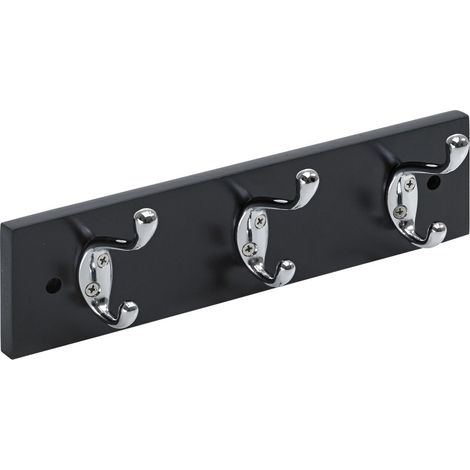 Hettich Garderobenleiste 3 Haken 30,0 x 8,0 x 7,5 cm schwarz Hakenleiste