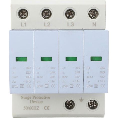 Parafoudre basse tension 4P 40 kA, montage sur rail 35 mm, protection contre les surtensions domestiques AC385V (1/4)