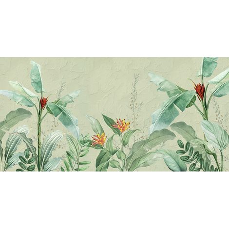 Papier peint panoramique - Feuilles Tropicales - 260 cm x 130 cm (1/2)