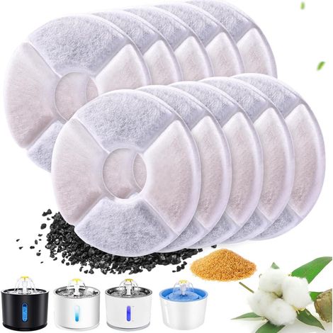 Cat Water Fountain Filter, 10PCS Replacement Round Water Fountain Filters for Dogs/Cats, Pet Fountain with Activated Carbon