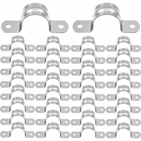 32 Pieces U-Shaped Pipe Clamps 20mm Pipe Clamps 304 Stainless Steel Pipe Clamps U-Shaped Pipe Clamps for Home Kitchen 20mm Pipes (1/5)