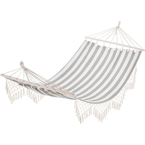 Outsunny – Baumwollhängematte 200 x 100 cm – Max. Belastung 150 kg – Faltbar mit Befestigungsschlaufen – Ideal für Camping und Garten (1/5)