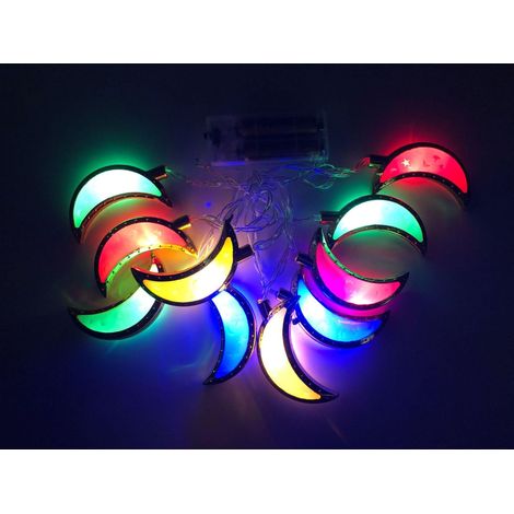 Guirlande lumineuse décorative LED pour l'Aïd Moubarak, guirlande lumineuse lune pour le Ramadan, guirlande lumineuse résistante à suspendre pour les fêtes (1/2)