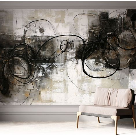 Selbstklebende Tapete modern Wohnzimmer - Wanddeko Schlafzimmer - Tapete mit Motiv Abstrakter Wirbel 312x219 cm (1/5)