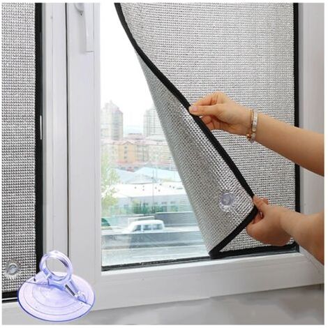 Film isolant thermique en aluminium 60x120cm – Protection solaire avec ventouses – Isolation été/hiver – Intimité bidirectionnelle - WxH-60x120cm (1/5)