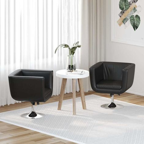 vidaXL Chaise de bar lot de 2 cuir artificiel noir (1/5)