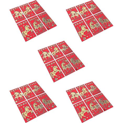 Enveloppes rouges créatives pour le Nouvel An, enveloppes rouges traditionnelles chinoises à offrir à des amis, 17 x 9 x 0,2 cm, lot de 30. (1/5)