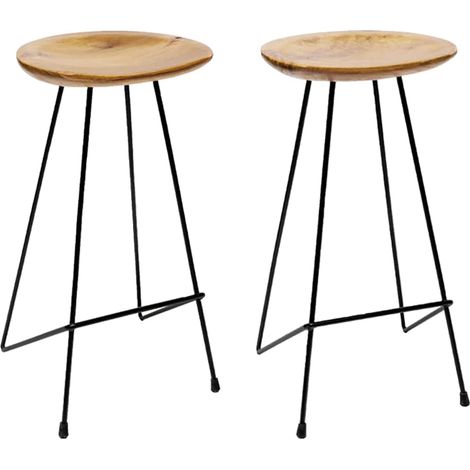 vidaXL Tabourets de bar lot de 2 bois de teck massif (1/5)
