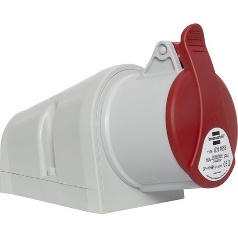 Prise électrique industrielle murale CEE à 5 pôles, prise industrielle 400 V/16 A avec couvercle pour utilisation en extérieur, idéale pour une utilisation en plein air, chantiers, (1/5)
