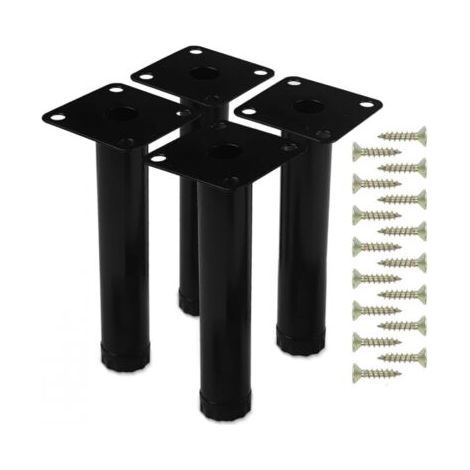 Set of 4 Black Metal Adjustable Furniture Legs, 14.5cm, with 16 Screws, Suitable for Coffee Tables, Sofas, Side Tables, Kitchen Cabinets (1/5)