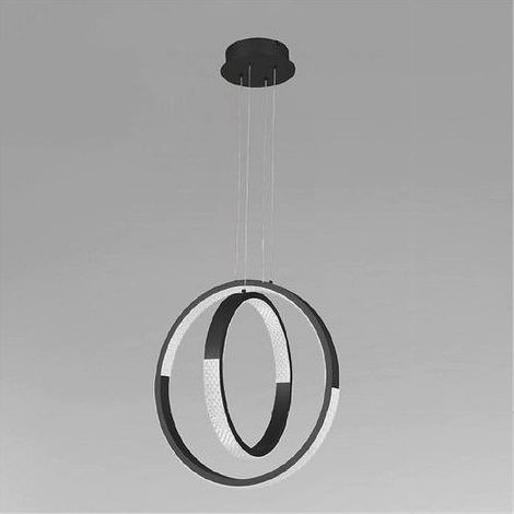 TrAdE Shop Traesio - Lampadario A Sospensione Led 64 W Circolare Effetto Cristallo Moderno Nero 32163 - (1/3)