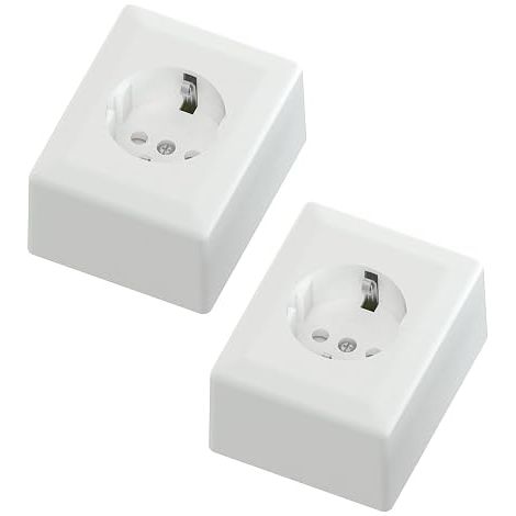 prise Schuko - En saillie - Prise murale - 250 V - 16 A - 80 x 65 mm - Blanc (1/5)