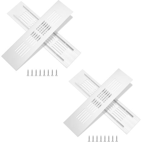 Grille de ventilation en aluminium avec vis pour la ventilation des armoires et des pièces, 20 x 5 cm, argent, 4 pièces