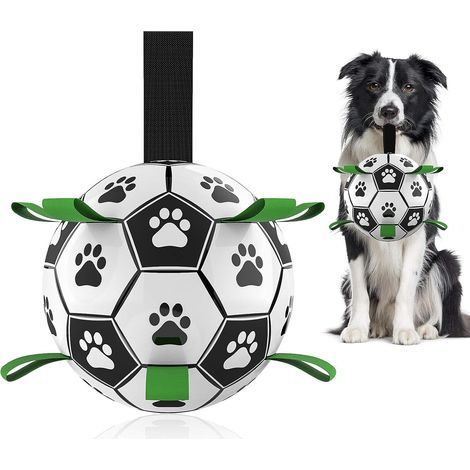 Balle de football pour chien avec poignées, jouet interactif pour le tir à la corde, cadeau d'anniversaire pour chiot, jouet à tirer, jouet aquatique pour chien, balle résistante pour chien