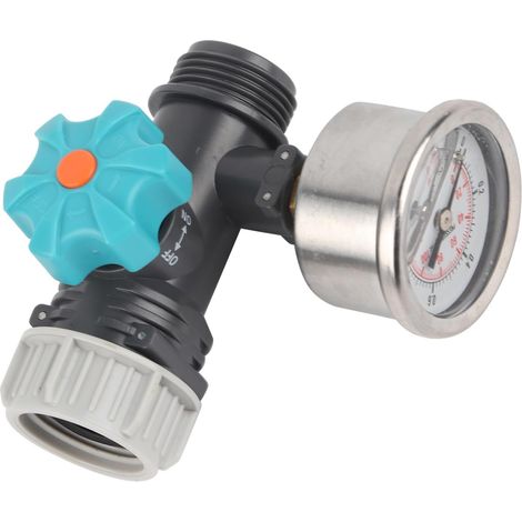 POM Water Pressure Reducer with Pressure Gauge for Garden Irrigation and Greenhouse Irrigation Adjustable Water Inlet and Outlet Thread (1/5)