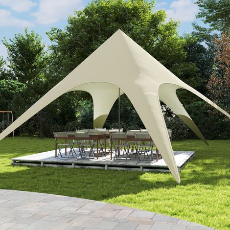 Tente de Jardin XXL Étoilée 10x10x4m - Bâche Anti-Pluie, Voile d'Ombrage, Polyester 210D Haute Densité, Beige