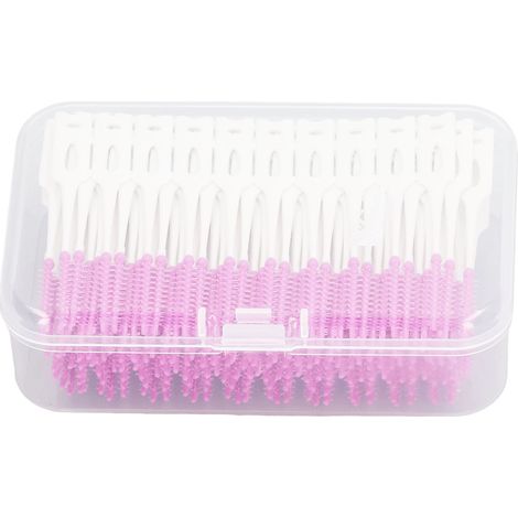 200 Brossettes interdentaires jetables en silicone souple, cure-dents dentaires violets pour soins bucco-dentaires (1/5)