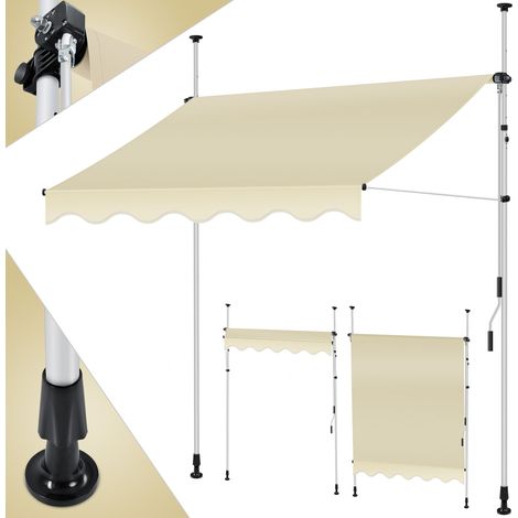 KESSER® Toldo con pinzas con manivela para balcón  Toldo para balcón sin taladrar  Repelente al agua de altura regulable y resistente a los rayos UV  Protección solar  Techo de terraza  beige / 350cm (1/5)