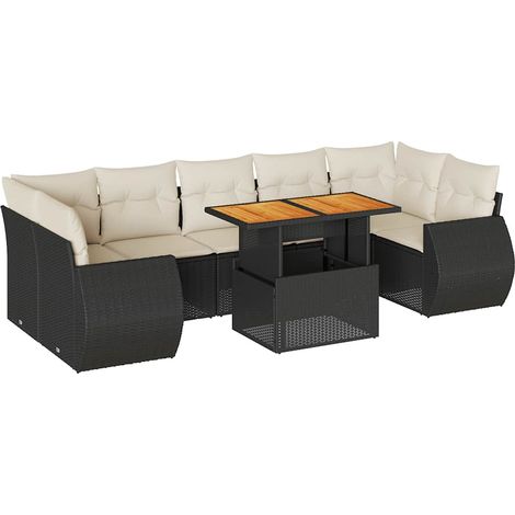 vidaXL Set Divani da Giardino con Cuscini 8 pz Nero in Polyrattan (1/5)