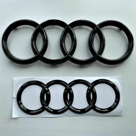 Anneaux d'emblème de marque Audi noir brillant avant et arrière A1 A3 A4 A5 273 mm 192 mm