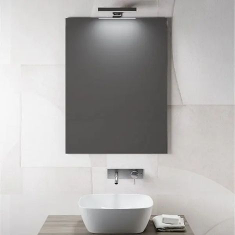 Specchio da bagno a parete con applique a luce naturale cm 80x60 Mobo