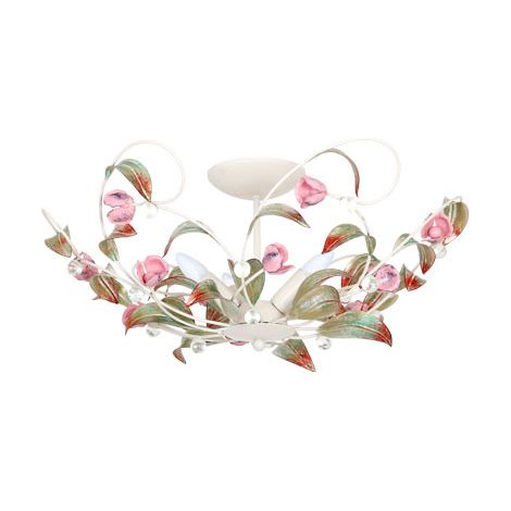 Plafonnier Rose multicolore métal cristaux 3xE14 Luminex