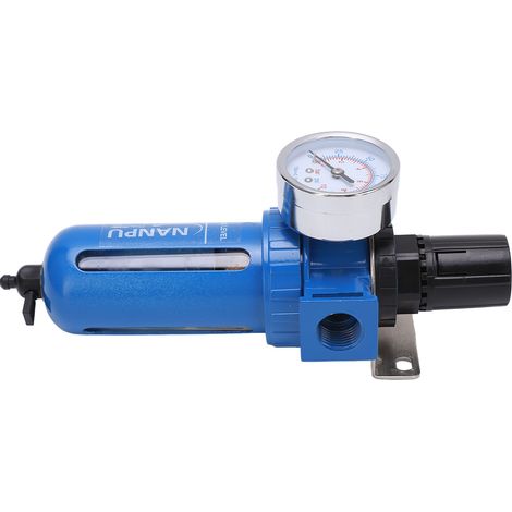 Druckluftreglerfilter mit Manometer und Halterung, Schnellkupplung für manuelle Entlüftung, 3/8-Zoll-NPT-Anschluss (1/5)
