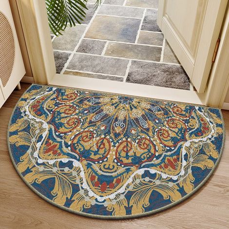 Tapis De Seuil Demi-Rond - Surface En Velours Cristal Et Dos En Caoutchouc Granuleux - Non Glissant - Pour Intérieur Et Extérieur - 60 X 90 Cm - 1 Pièce (1/5)