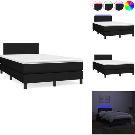 Sommier à lattes de lit matelas et LED noir 120x190 cm tissu - Sommier Tapissier - Matelas LED - Literie Noir - Chaise Lit - Chambre À Coucher (1/5)