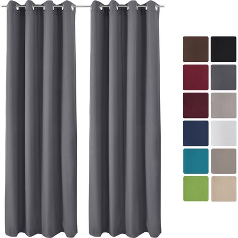 Beautissu – Lot de 2 rideaux thermiques anthracite 140x245cm – 90% d'opacité – Isolation thermique – Œillets en métal inoxydable