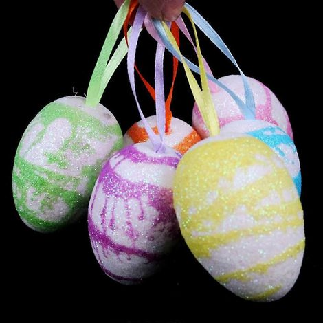 Lot de 6 œufs de Pâques en mousse à peindre, à décorer soi-même, pour la maison des enfants ou pour une fête - 2 (1/4)
