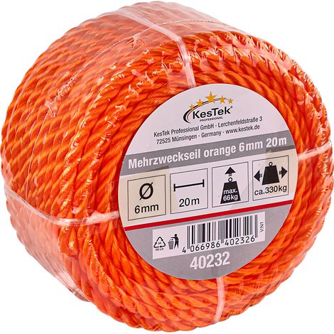 Kestek Mehrzweckseil orange 6 mm Robustes Seil 20 m für vielseitige Anwendungen (1/2)