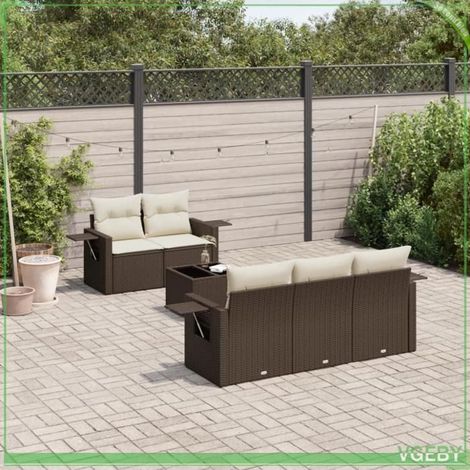 Salon de jardin - 3252240 - 6 pièces - Résine tressée marron - Rangement avec sac étanche (1/3)
