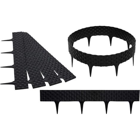 3,6 m Garteneinfassung, Gartenbegrenzung, Rasenzaun, Blumenbeet, Rattanoptik, Schwarz