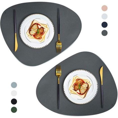 Set De Table - Cuir Synthétique - Imperméable Antidérapant - Pour Table Ronde Et Rectangulaire - 4 Pièces (1/5)