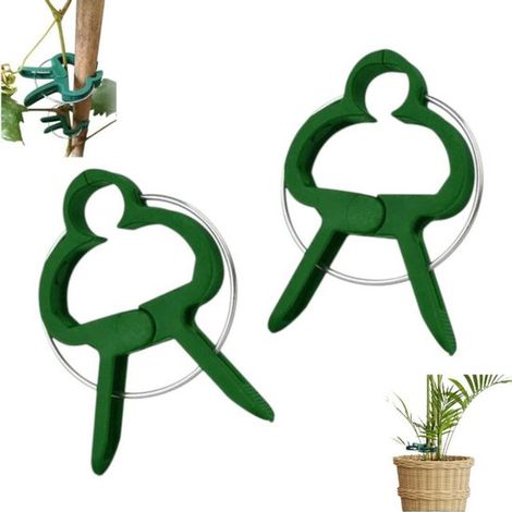 Lot de 2 pinces à plantes - Pinces pour plantes - Pinces pour fleurs - Pinces de fixation - Vert - 42,3 x 34,1 mm - Pour plantes grimpantes (1/5)