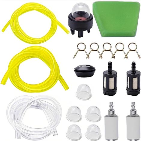 Kit de 20 Pièces Durite Essence pour Débroussailleuse et Tondeuse, Tuyau Essence 30cm avec Filtre à Carburant, Joint de Réservoir et Poire d'Amorçage, Pièces pour Tronçonneuse et Souffleur (1/5)