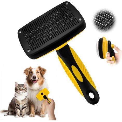 [JAMAIS UTILISÉ] Brosse Chien et Chat,Brosse et peigne pour chien ,Brosse Peigne de Toilettage Rétractable pour Les Animaux Jaune et Noir (1/4)